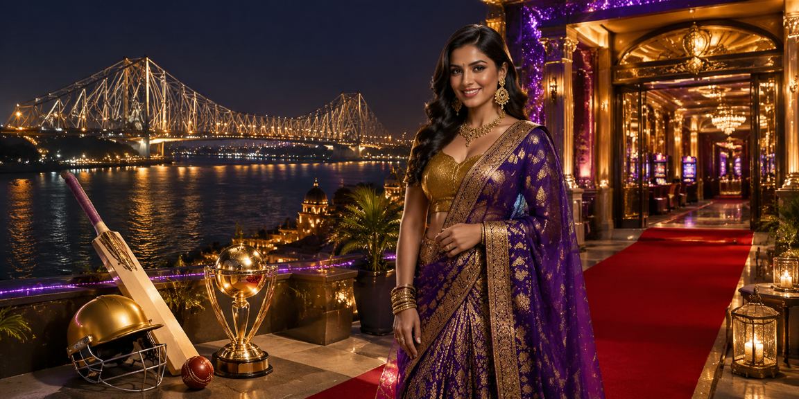 Kolkata Howrah Bridge with cricket and betting ambiance